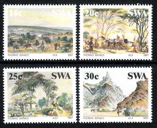 SWA: SACC 485-488: 19.2.1987: THOMAS BAINES PAINTINGS SET OF 4. U/MINT(**)
