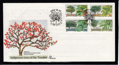 TRANSKEI: SACC 244-247: 5.10.1989: FDC 2.22: INDIGENOUS TREES