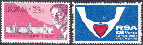 RSA SACC 285-286: 7.7.1969 - 1ST HEART TRANSPLANT SET OF 2. U/MINT(**)