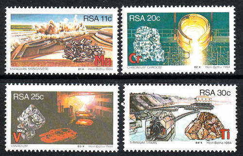 RSA: SACC 563-566: 8.6.1984:  STRATEGIC MINERALS SET OF 4. U/MINT (**)