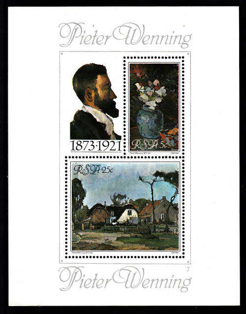RSA: SACC 480: 6.5.1980: PIETER WENNING PAINTINGS MINIATURE SHEET. U/MINT(**)