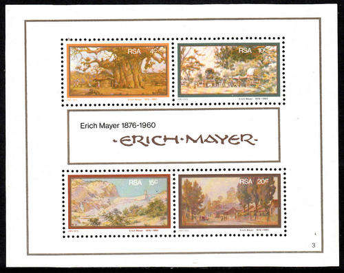 RSA: SACC 401-404: 20.4.1976: ERICH MAYER PAINTINGS MINIATURE SHEET. U/MINT(**)