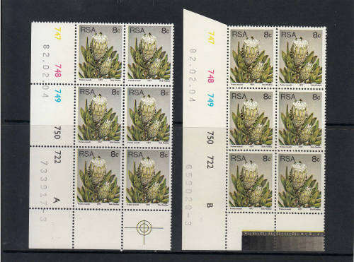 RSA: 3RD DEFIN (PROTEAS) - 8c PANES A & B DATED 4.2.1982. U/MINT(**)
