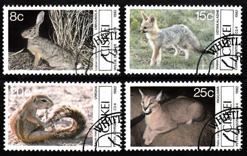 CISKEI: SACC 30-33: 29.10.1982: SMALL MAMMALS SET OF 4. USED(CTO)