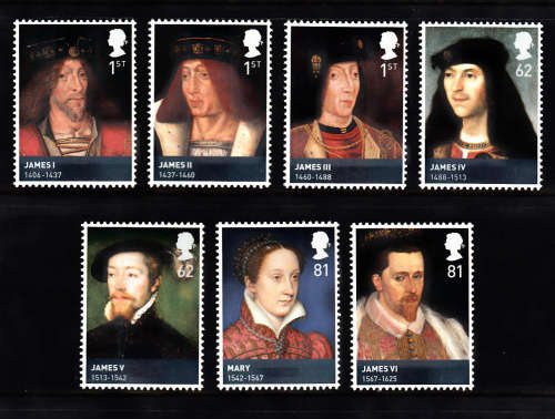 GB: SG 3046/52: 23.3.2010: KINGS & QUEENS - HOUSE OF STEWART SET OF 7.U/MINT(**). CV R185