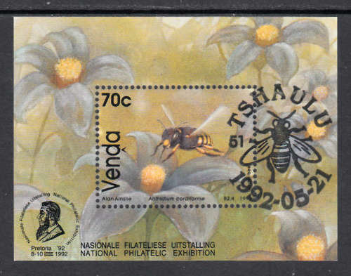 VENDA:  SACC 239a: 21.5.1992: BEES FOUNDATION MINIATURE SHEET. USED(CTO)