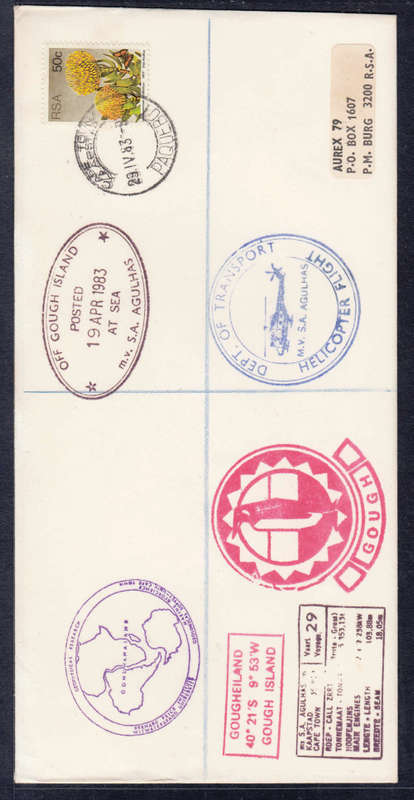 RSA: COMMEM COVER DD 29.4.1983: SA AGULHAS VOYAGE 29 GOUGH ISLAND