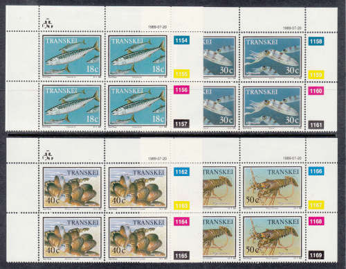 TRANSKEI: SACC 240-243: 20.7.1989: FOOD FROM THE SEA SET OF 4 CONTROLS. U/MINT (**).