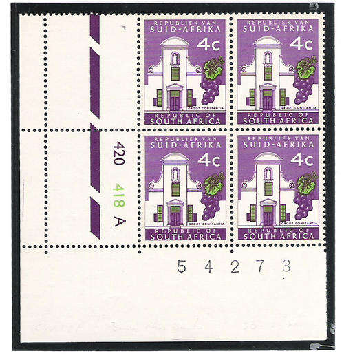 SACC 293: U/MINT 4 CENTS CONTROL 420 418 PANE A - 3MM PHOSPHOR BAND HARRISON PAPER