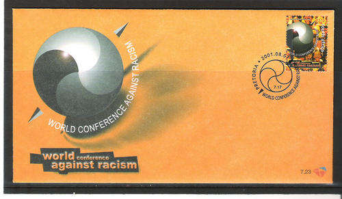 RSA: WORLD CONFERENCE AGAINT RACISM - 3 FIRST DAY COVERS NO 7.23 - 7.25 DATED 7.8.2001