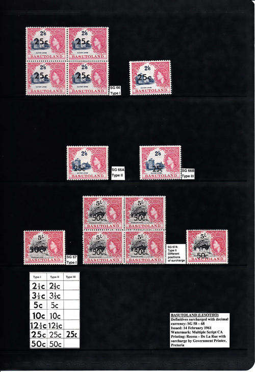 BASUTOLAND:1961 DECIMAL SURCHARGES - U/MINT SELECTION OF 25c AND 50c VALUES