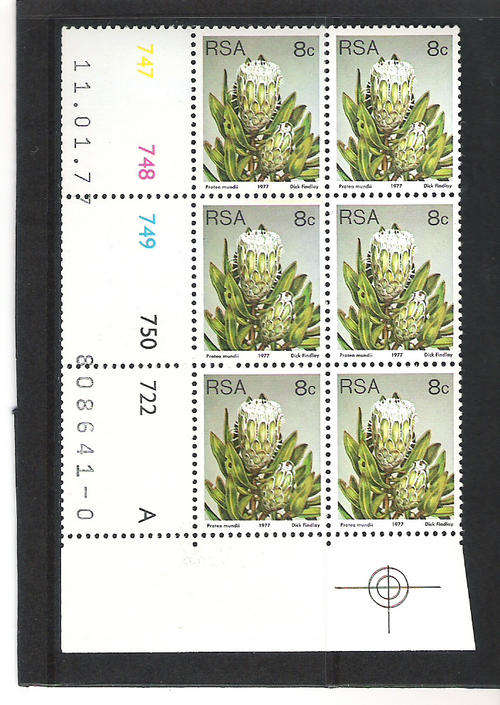 3RD DEFIN (PROTEAS): 8 CENTS CONTROL PANE A - "0"  PRINTING DD 11.1.1977 (ATLAS P73)