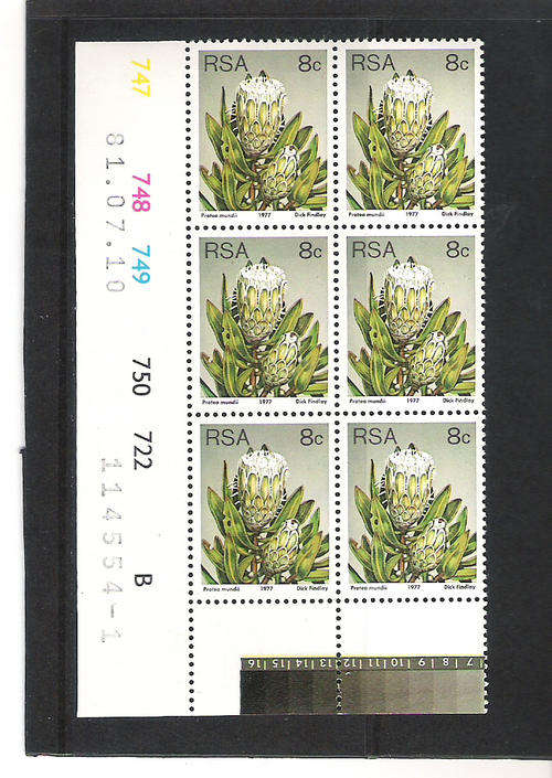 3RD DEFIN (PROTEAS): 8 CENTS CONTROL PANE B - "1"  PRINTING DD 10.7.1981 (ATLAS P76)