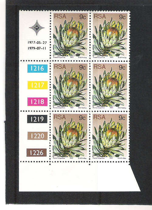 3RD DEFIN (PROTEAS): 9 CENTS CONTROL 1216-1226 DD 11.7.1979 PANE Y (ATLAS P87)