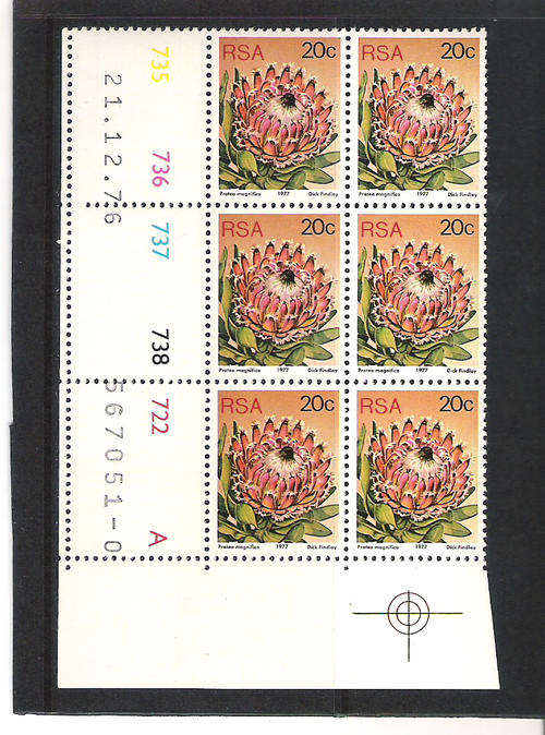 3RD DEFIN (PROTEAS): 20 CENTS CONTROL PANE A - "0"  PRINTING DD 21.12.1976  (ATLAS P103)