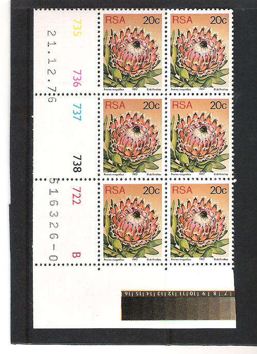 3RD DEFIN (PROTEAS): 20 CENTS CONTROL PANE B - "0"  PRINTING DD 21.12.1976  (ATLAS P104)