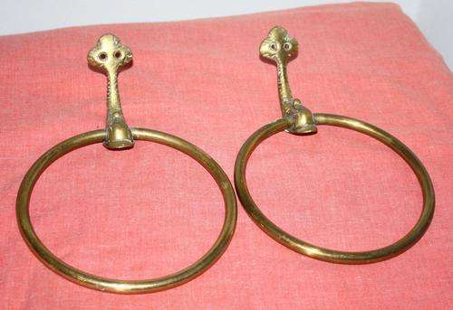 2 Brass Bathroom Towel Holders