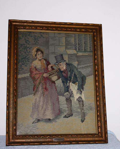 Framed Tapestries of a Lady and Man