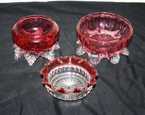 3 Cranberry Glass items