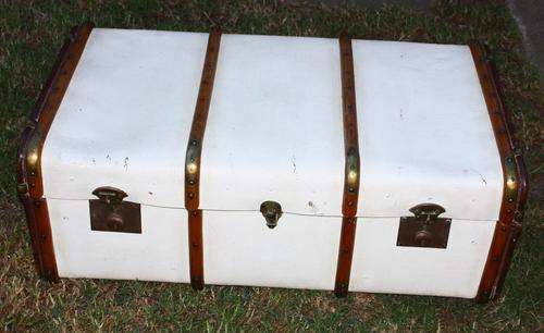 Large White Trunk Suitcase