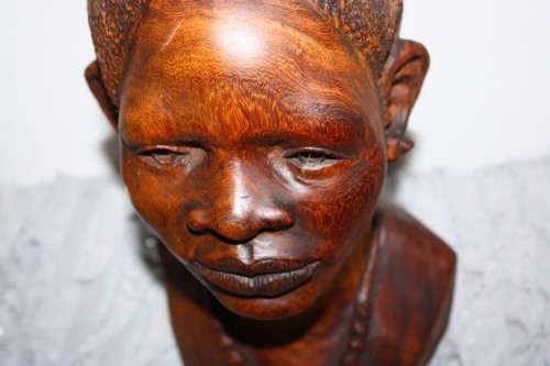Carved Wooden Bust - Female