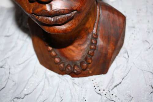 Carved Wooden Bust - Female