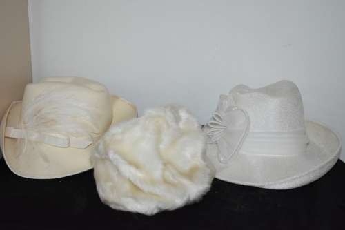 3 Vintage White Hats