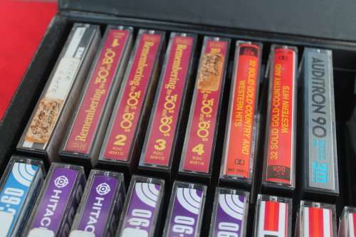 Cassette Tape Holder with Pre Recorded Cassettes