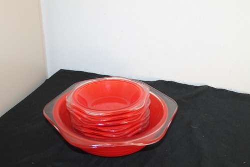 Retro Red Phoenix Pudding Set