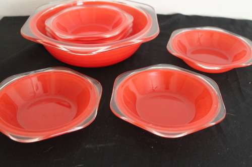Retro Red Phoenix Pudding Set