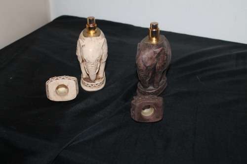 2 Ceramic Elephant Perfume Bottles