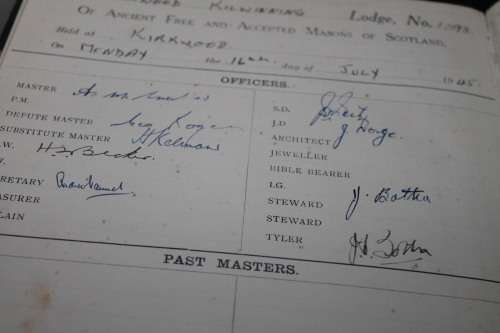 Free Masons Log Book Lodge 1393