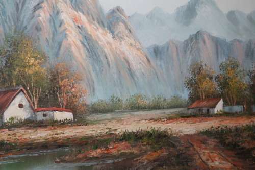 Oil Painting Farm Scene
