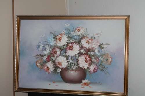 Large Oil Painting of Flowers
