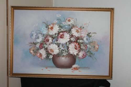Large Oil Painting of Flowers