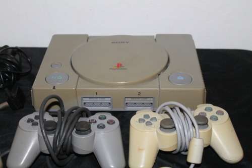 Sony Playstation One with two controllers
