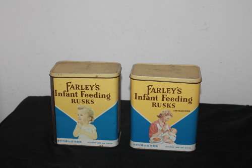 2 x Farley`s infant Feeding Rusk Tins