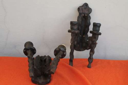 2 Wooden Wall Candle Holders