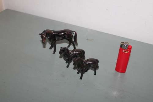 3 Small Metal Horses