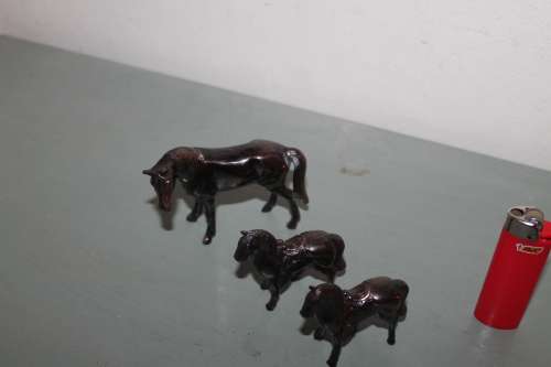3 Small Metal Horses