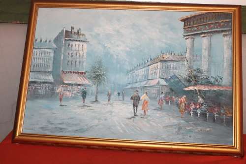 Large Oil Painting Street scene