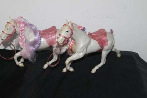 2 Pink and White Horses