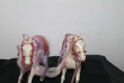 2 Pink and White Horses