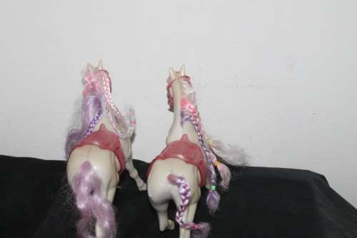 2 Pink and White Horses