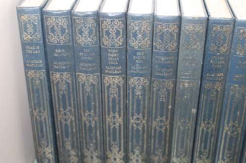 16 Blue Leather-Bound Alistair Maclean Books
