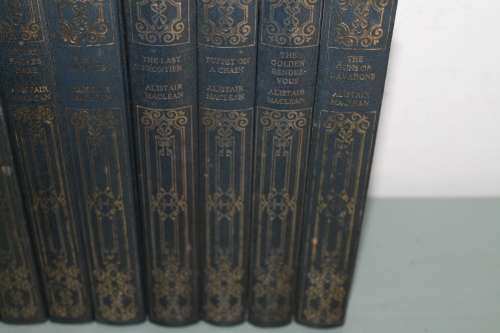 16 Blue Leather-Bound Alistair Maclean Books