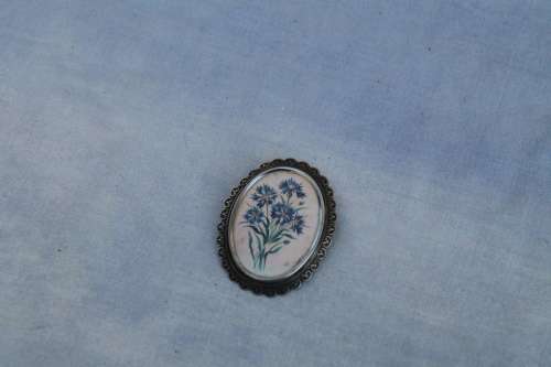 Brooch with Blue Flowers