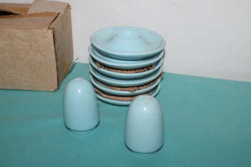 Set of 6 Egg Holders and Salt and pepper holders