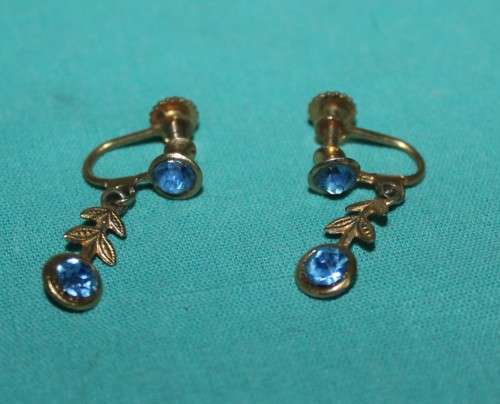 Vintage Blue Stone screw on Earrings