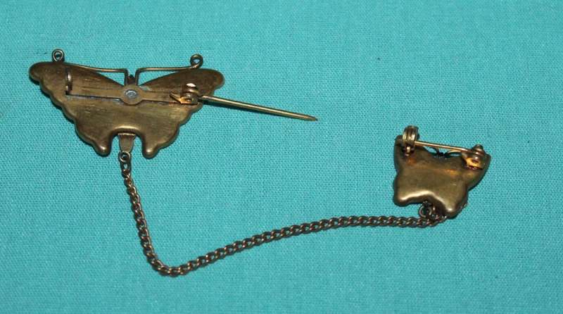 Vintage Japanese 24K Shakudo Damascene Butterfly Scatter Pin 1940`s